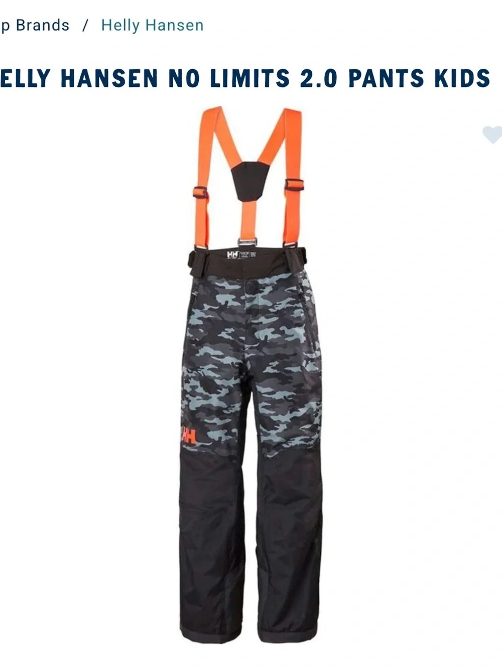 Helly Hansen JR Alpine jacket and Ski Pants with Orange Suspenders